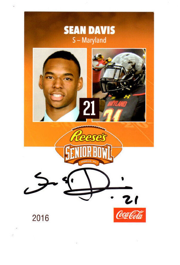 Sean Davis signed autographed 2016 Senior bowl Football RC Maryland Terps