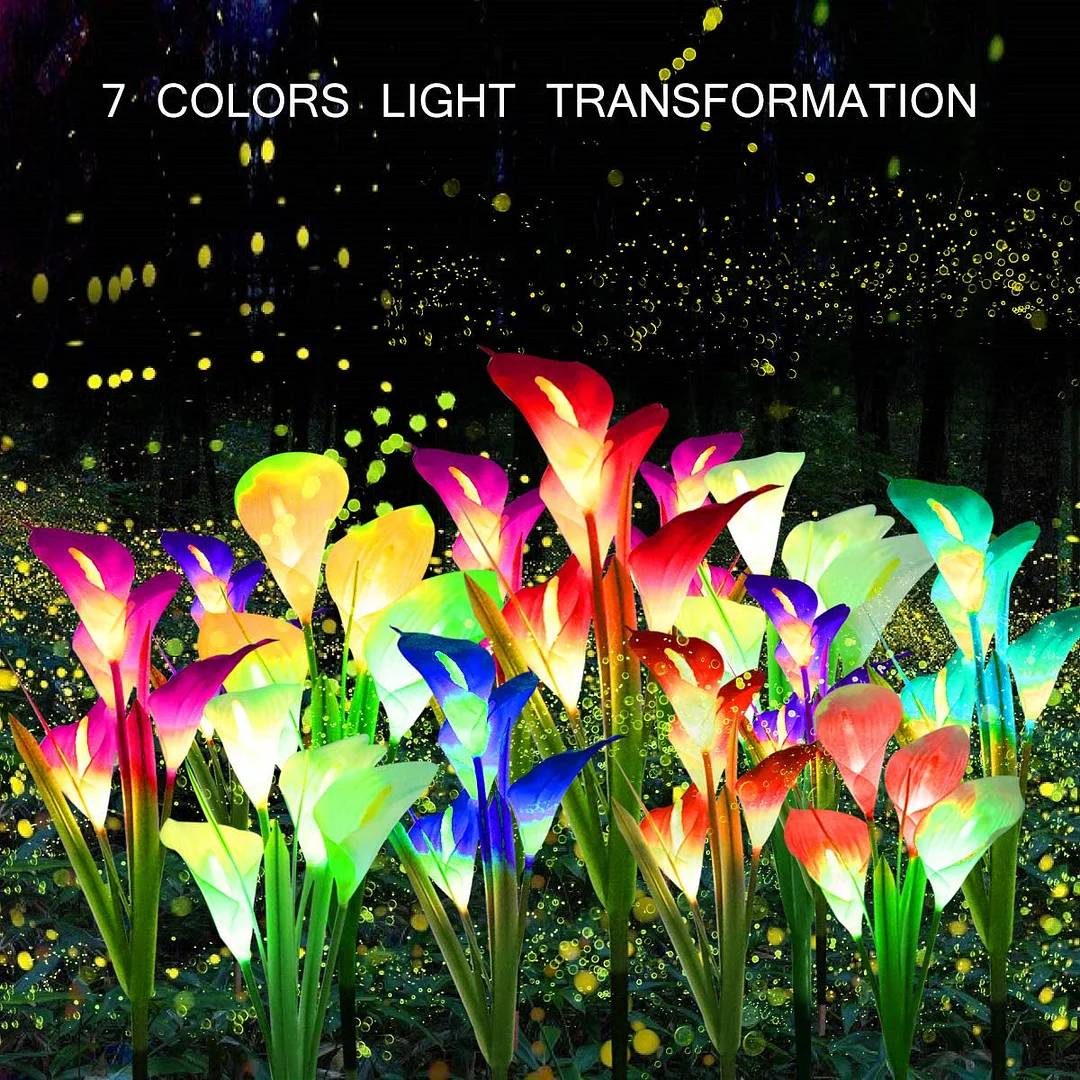 3Pack Solar Lights ,Mother's Day Birthday Gifts Outdoor Garden Stake Flower Lights, Multi Color Changing LED Lily Solar Powered Lights for Patio
