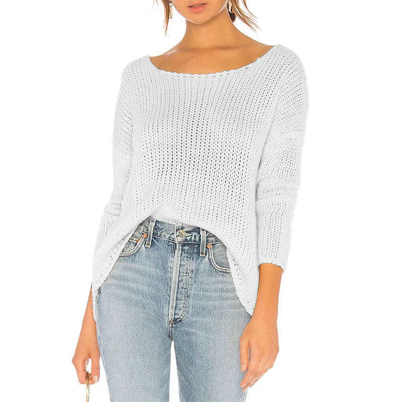 Wongn Wongn And Summer New Knit Sweater A Word Collar Hollow Out Loose Knit Jacket Sun Protection Suit Sweater Women's Type Jumper