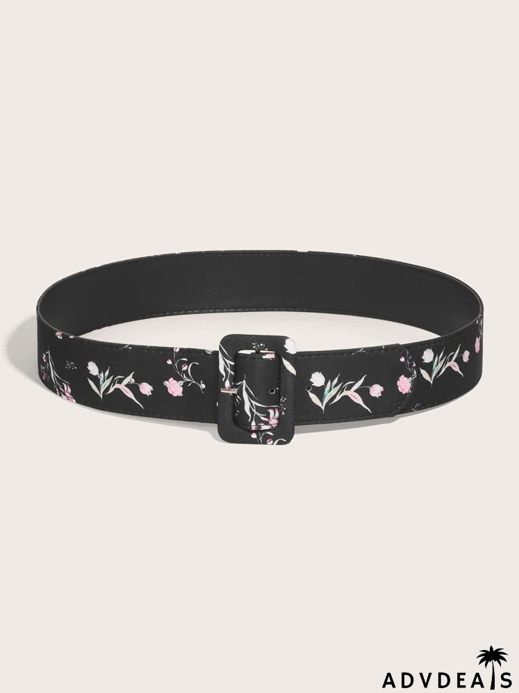 Floral Print Belt With Hole Puncher