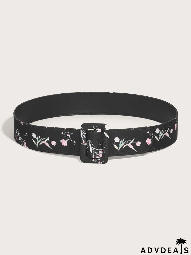 Floral Print Belt With Hole Puncher