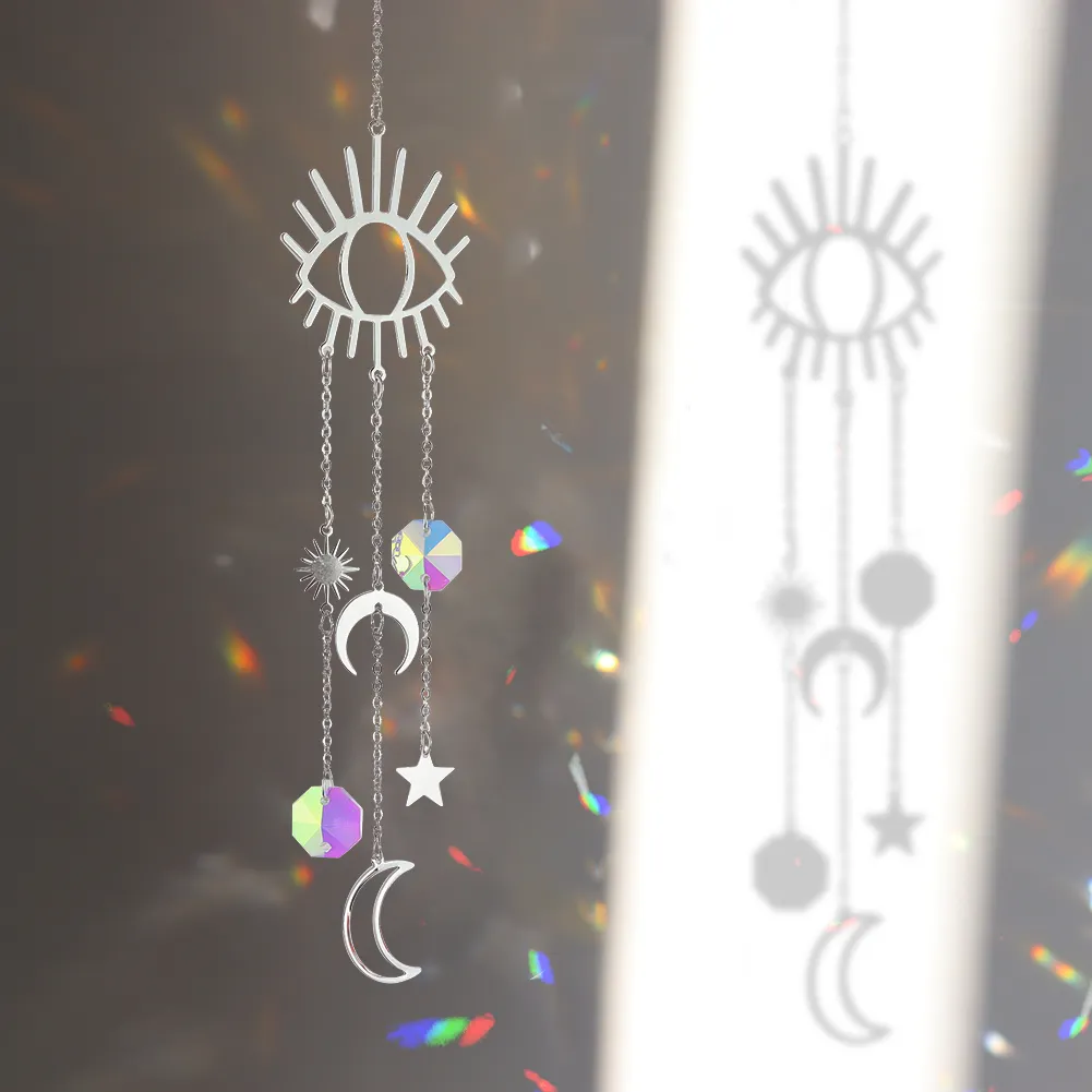Wind Chime Crystal Light Catcher Butterfly Devil Eye Ornaments Home Decor