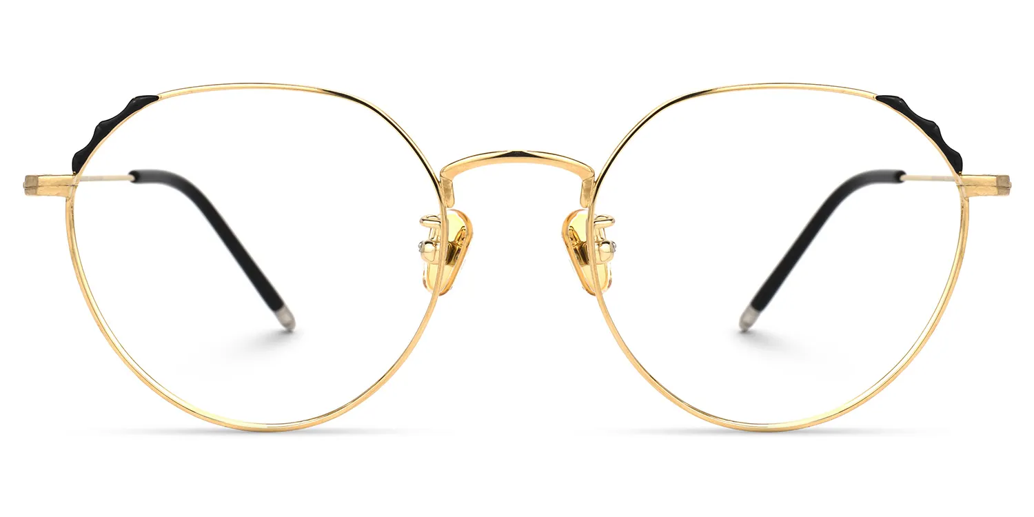 Erika Gold-Schwarz Rund Brille Gold-Schwarz