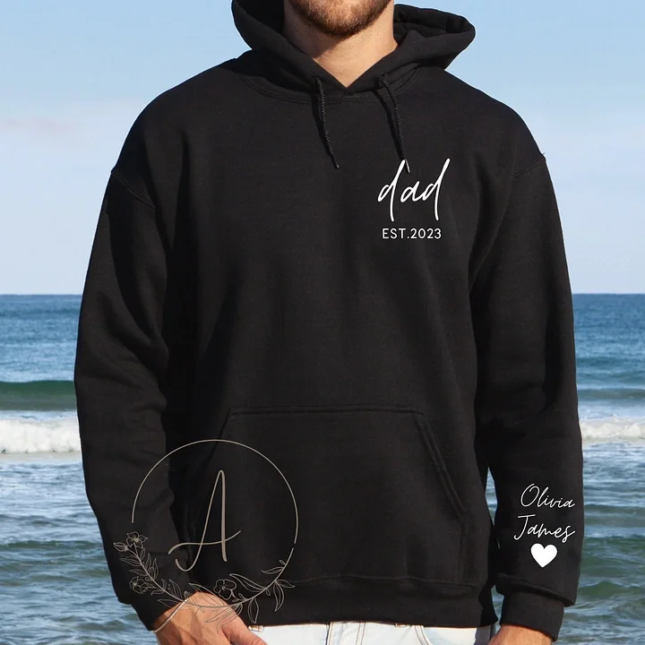 Dad Est Sweatshirt with Kids Names,Gifts for Dad