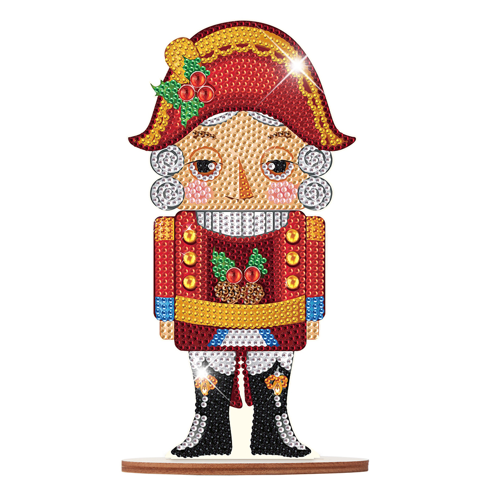 5D Wooden Diamond Art Table Decor Single Side Nutcracker Diamonds Painting  Ornaments Crystal Painting Desktop Kit