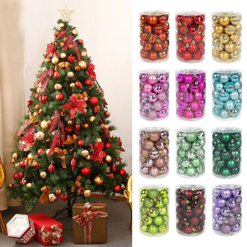 34pcs 4cm Christmas Tree Decorations Balls Bauble Xmas Party Hanging Ball Ornaments Christmas Decorations for Home New Year Gift