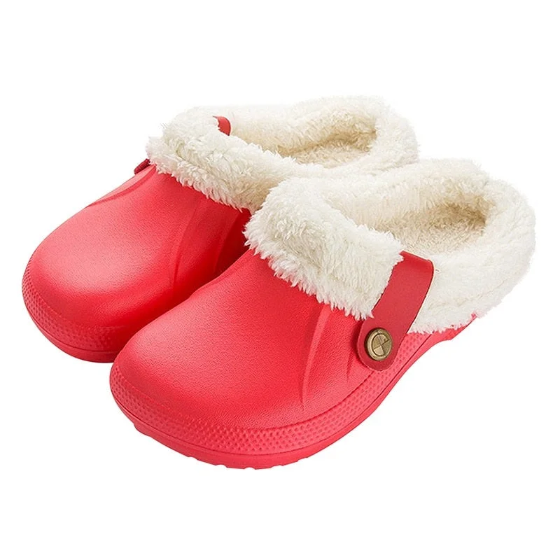 2021 Winter Waterproof Slippers Women Men Winter Shoes Plush Warm Flat Home Shoes Woman Soft Comfort Female Shoes Clogs Slippers
