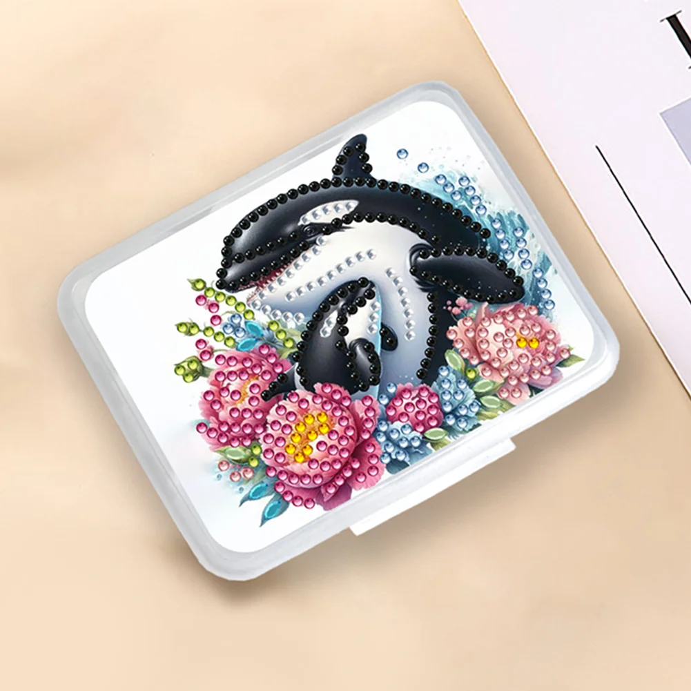 Shark Rhinestones Pill Storage Box Diamond Painting Pill Case for Art Craft