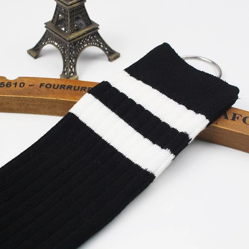 Stockings Women Striped Knitted Warm Winter Elasticity Kawaii Japanese Style Thigh High Womens Stocking All-match Simple daily