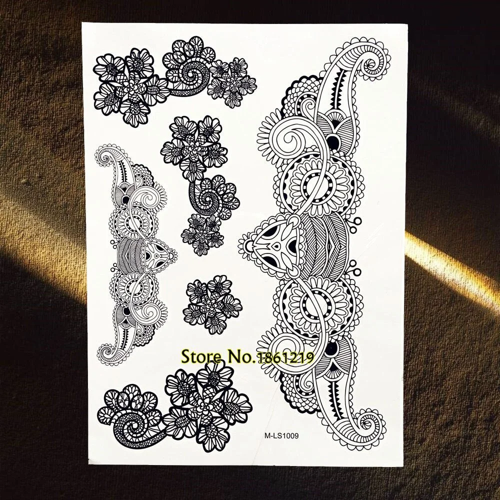 25 Styles Popular Black Temporary Tattoo Fake Dandelion Fairy Tatoo Women Lady Body Art Decals Waterproof Henna Tattoo Stickers