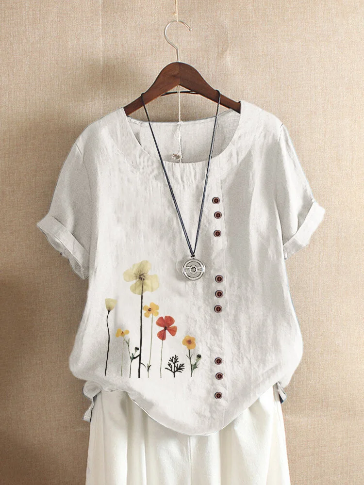 Women's Flower Printing T-shirt