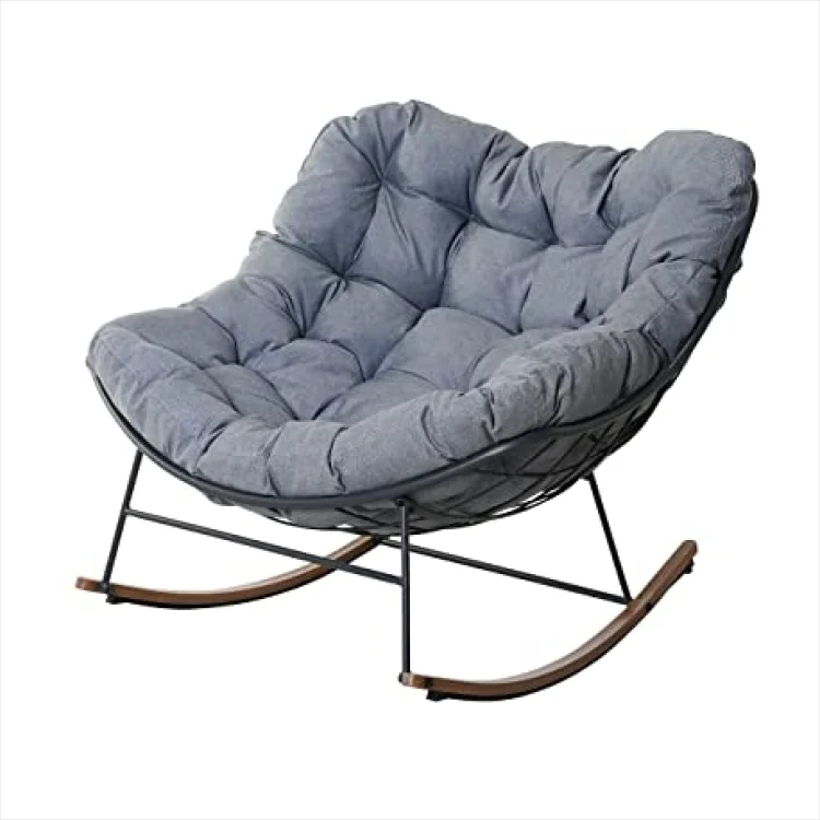GRAND PATIO Outdoor Royal Rocking Chair, E-Coated Papasan Chair With Cushion for Porch, Garden, Patio
