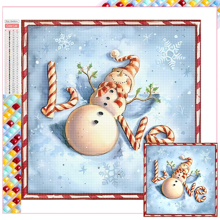 Full Square Diamond Painting - Christmas Snowman 30*30CM