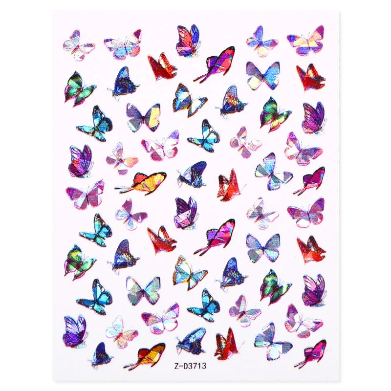 1 Sheet Nail Art 3D Nail Sticker Butterfly Colorful Nail Decals Fairy Tales Nail Transfer Decals Nail Decorations DIY Design