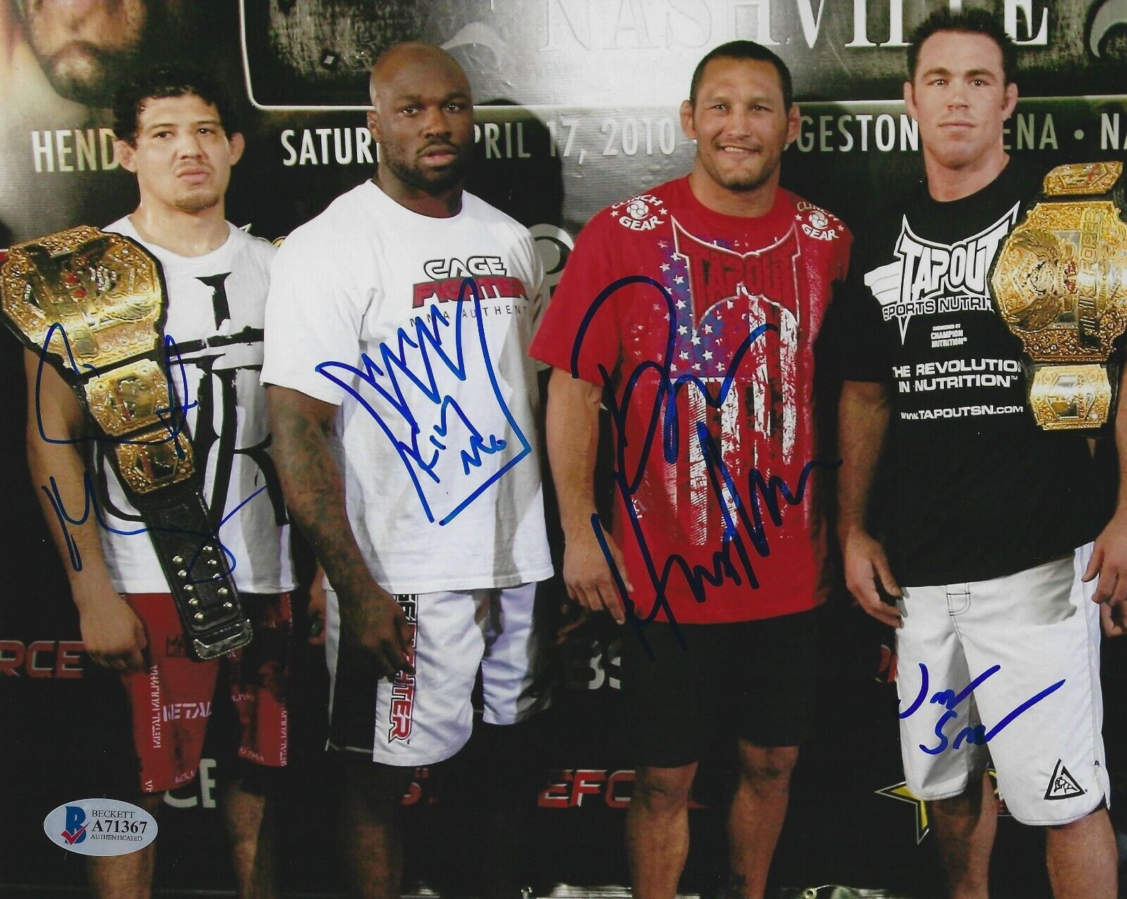 Dan Henderson Jake Shields King Mo +1 Signed 8x10 Photo Poster painting BAS COA UFC StrikeForce