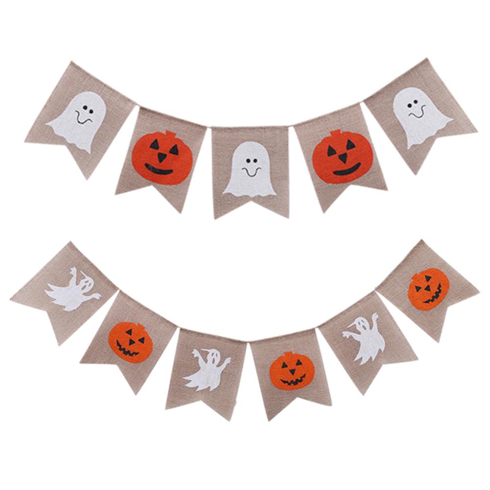 

Halloween Ghost Party Pumpkin Swallowtail Birthday Decoration Pull Flags, 501 Original