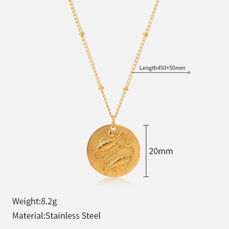 Titanium Steel Minimalist Plating Round Constellation Pendant Necklace