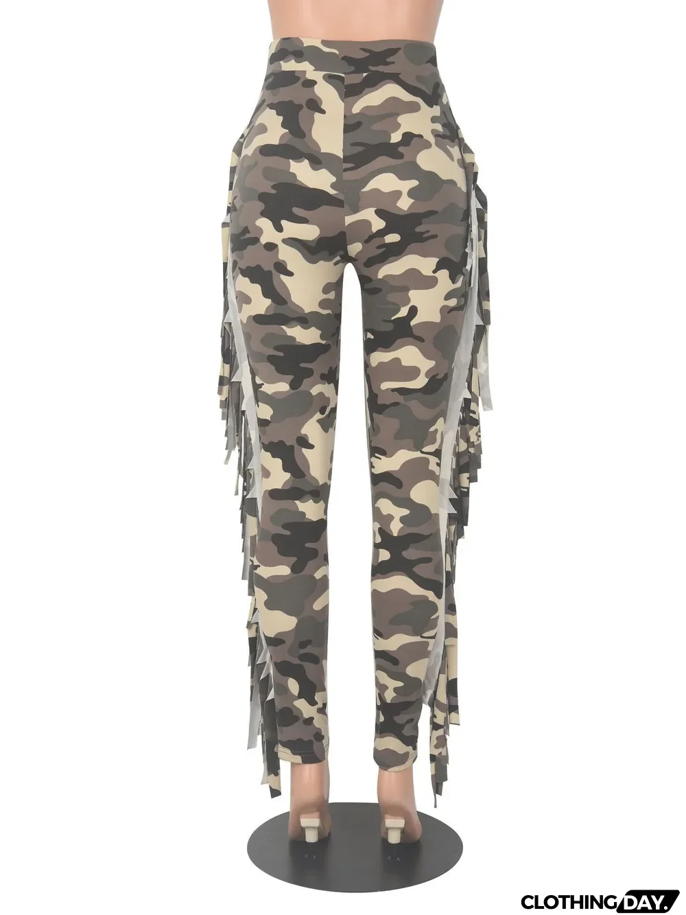 Tight Camouflage Tassel Pants