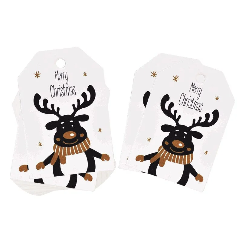 50pcs Merry Christmas Tags Kraft Paper Card Gift Label Tag DIY Hang Tags Gift Wrapping Decor Gift Card Christmas Favors Supplies