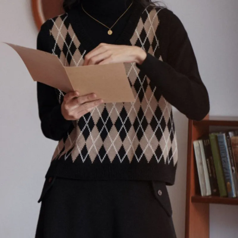 Churchf Churchf Retro Rstyle Loose V Collar Knitting New Vest With Vest Vest Horse Clip Coat Female