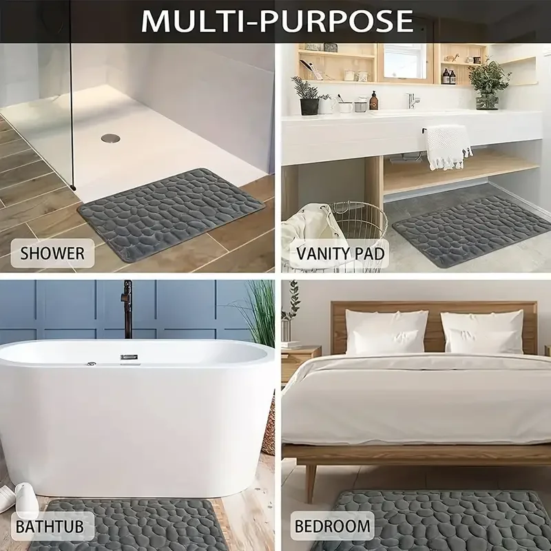 Likron Watches Premium Cobblestone Embossed Bath Mat Ultra-Absorbent Non-Slip Bathroom Rug