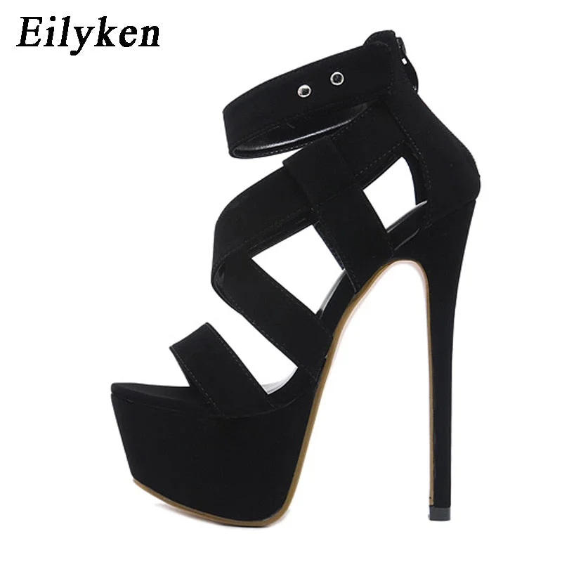 Eilyken 2022 New Summer Gladiator Women Sandals high heels Ankle Boots Zipper Buckle Strap Stiletto Sandals Pumps 16cm