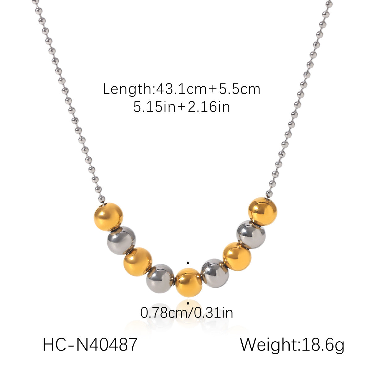 Color Matching Round Bead Necklace Tassel Y Chain 18K Gold Stainless Steel Clavicle Chain Titanium Steel Necklace