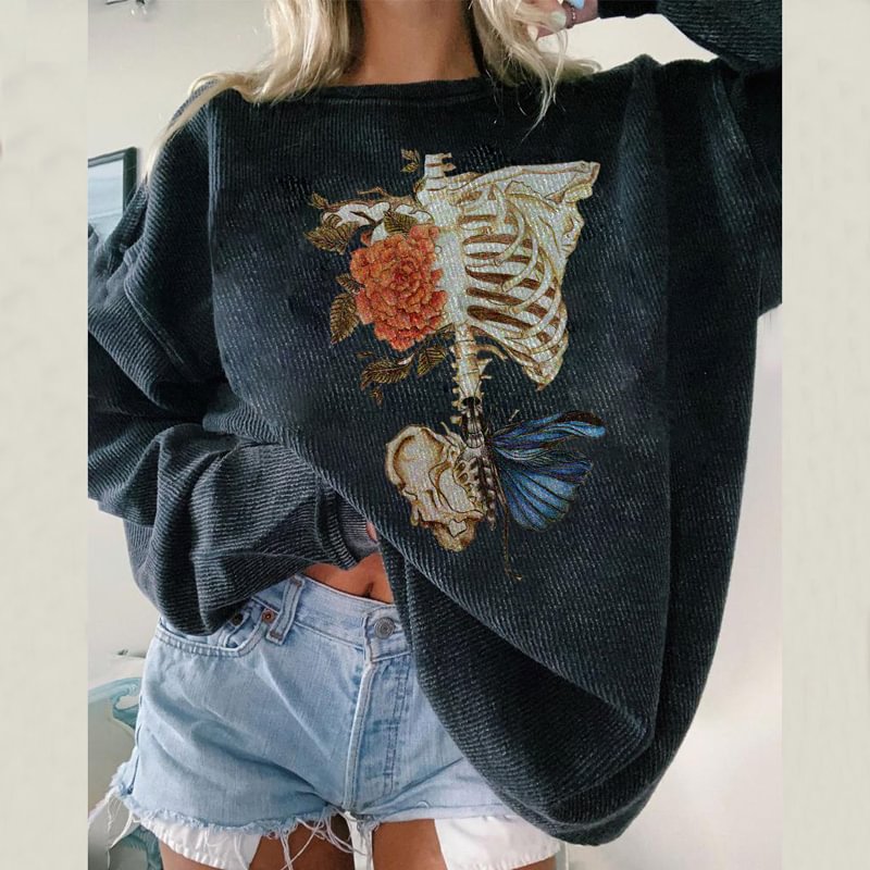   Blue Butterfly And Sternum Women's Pullover Sweatshirt - Neojana