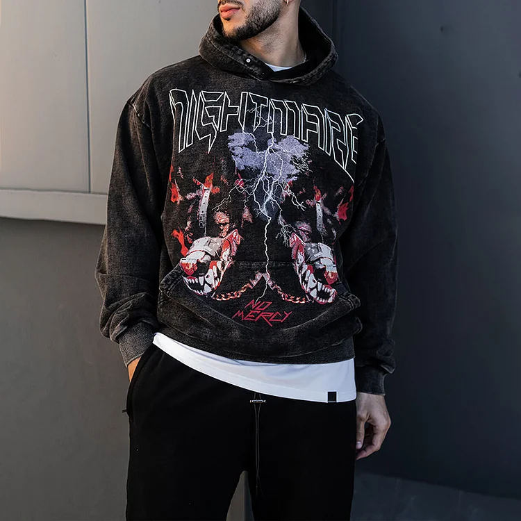 "Doberman No Mercy"  Men's Print Loose Hoodie