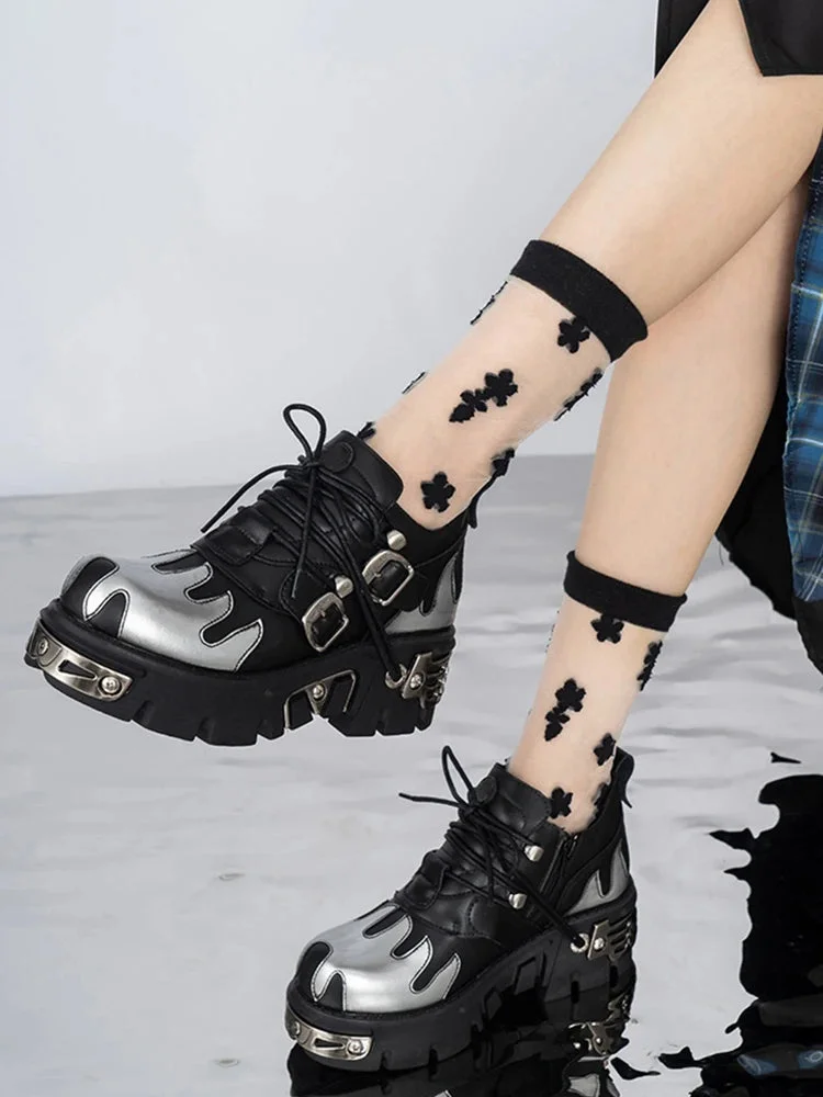 Brownm Flame Chunky Platform Shoes