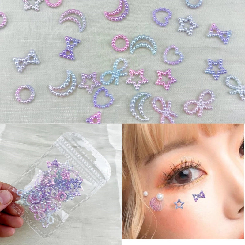 Lolita Makeup Face Modeling White Small Pearl Patch Eye Tail Patch Eye Decoration Bow Star Love Eye Makeup