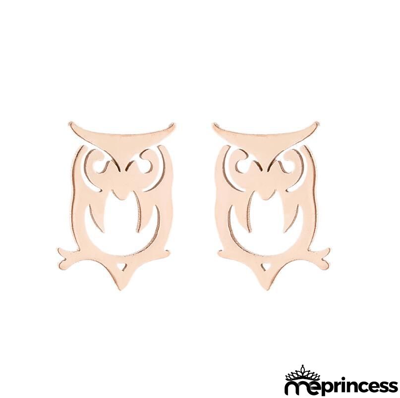 Women Fashion Hollow Eagle Owl Snake Dolphin Bee Giraffe Elephant Dog Cat Rabbit Fish Bird Penguim Stainless Steel Stud Earrings
