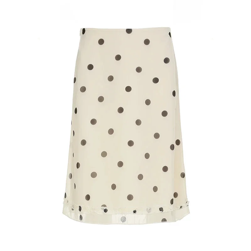 Toloer White Polka Dot Midi Skirt-Outfit Ideas