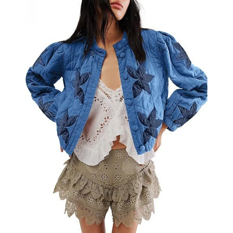 Nigikala Nigikala Autumn And Winter Explosion Embroidered Good Quality Washing Cotton Maple Leaf Embroidery Lady Coat Cotton Suit