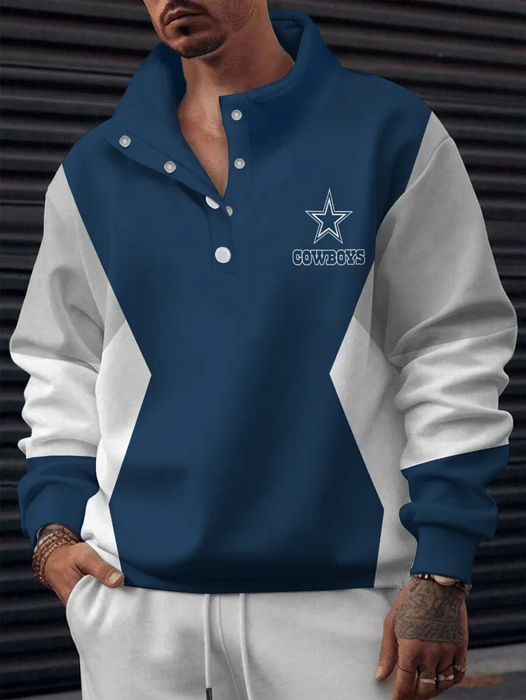 Dallas Cowboys 2025 New Design Casual Snap Mockneck Pullover Sweatshirt
