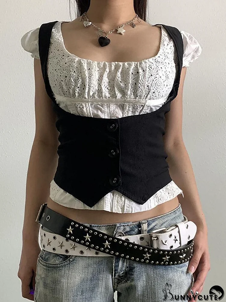 Button Down Strap Corset Top