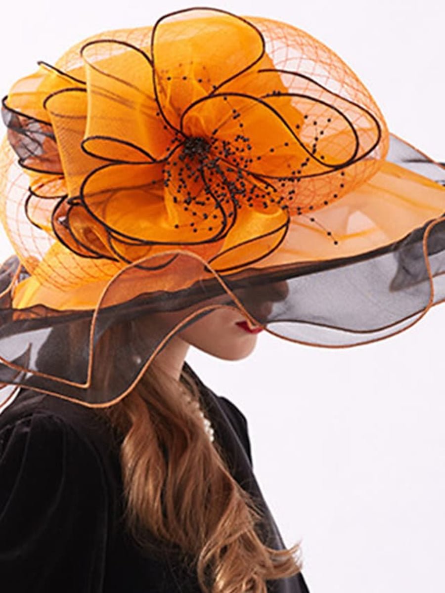 Women's Fashion Sun Hat Dailywear Floral Mesh Wide Brim UV Protection Sun Hat