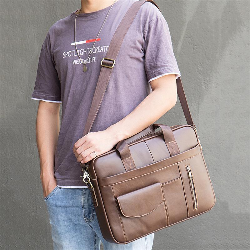 Multi-Pocket Dual Handled Top Detachable Sling Strap 15.6 Inch Laptop Bag