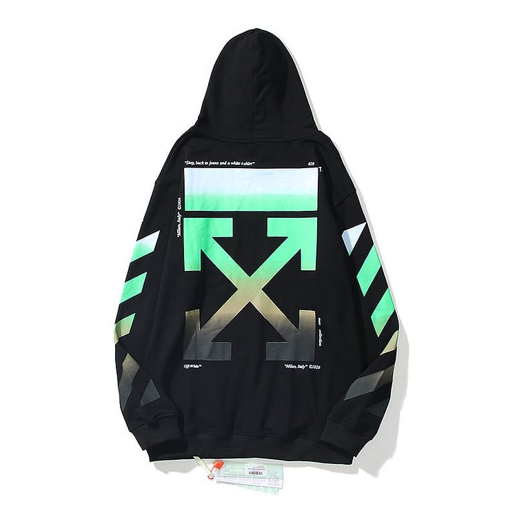 Off White Hoodie Autumn and Winter Off Gradient Color Arrow Print Hoodie Men and Women