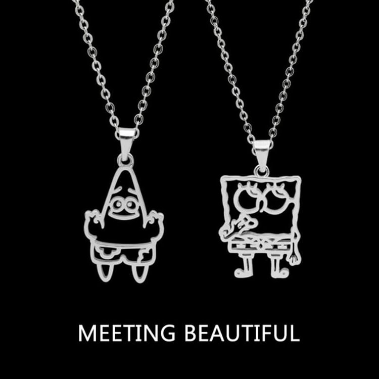 New Fashion Best Friends Honey Love Couple Pendant Necklace Cute Cartoons Choker Gift Friendship-Mayoulove