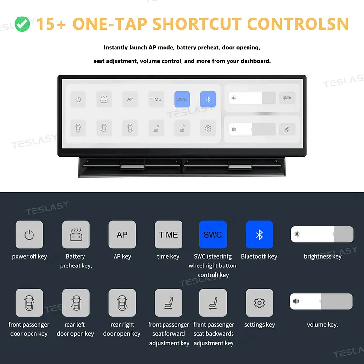 Teslasy T11 Dashboard Touch Screen CarPlay Instrument Cluster For Model ...