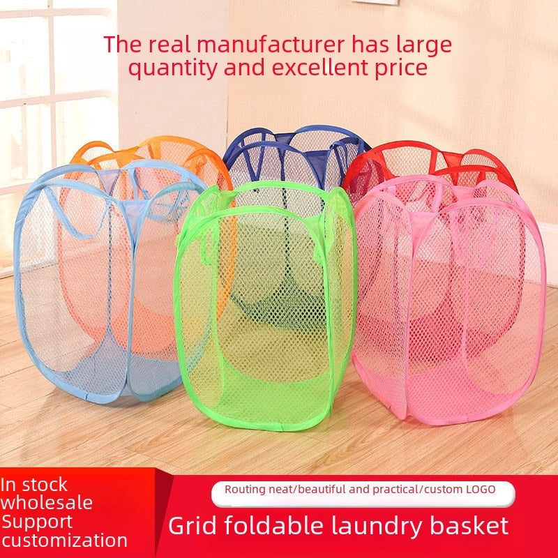 Grid Foldable Dirty Clothes Basket Simple Storage Basket Dirty Clothes Basket Household Bathroom Laundry Basket Sundries Basket