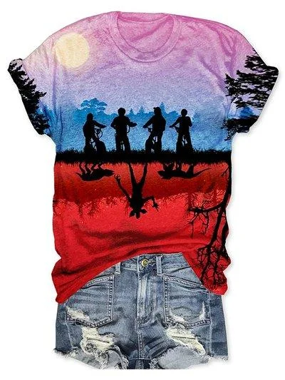 Stranger Things Graphic Print Crew Neck Casual T-Shirt