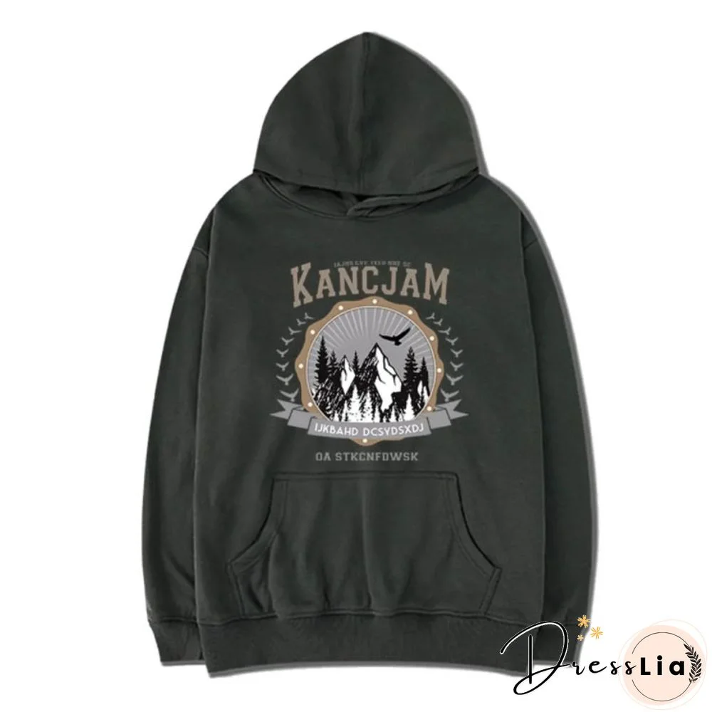 Vintage Unisex Mountains Print Oversized Hoodie