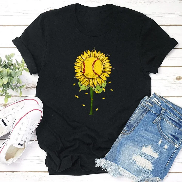 AL™ Sunflower baseball  T-shirt Tee - 01267-Annaletters