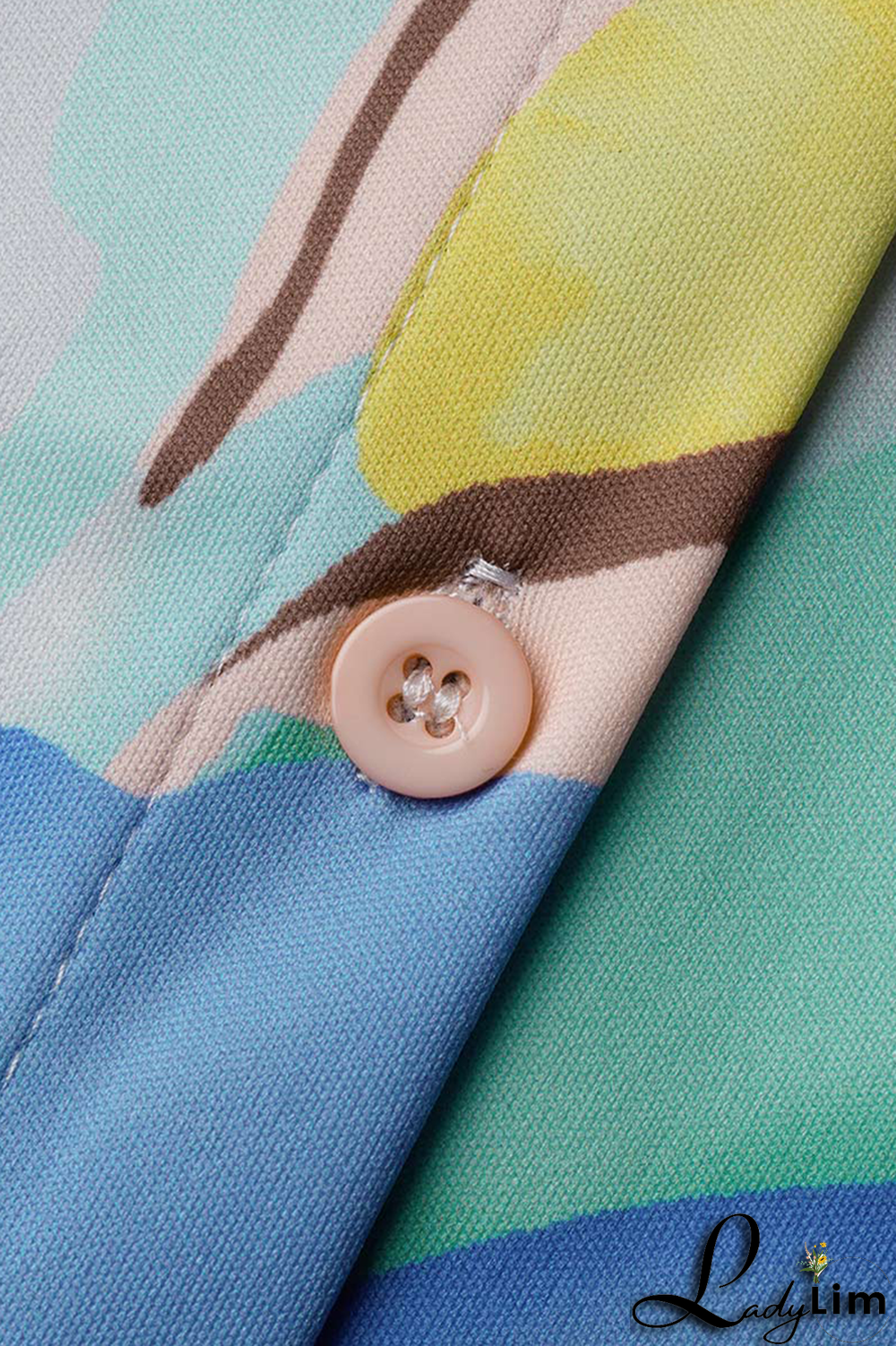 Yellow Casual Print Patchwork Turndown Collar Long Sleeve Two Pieces