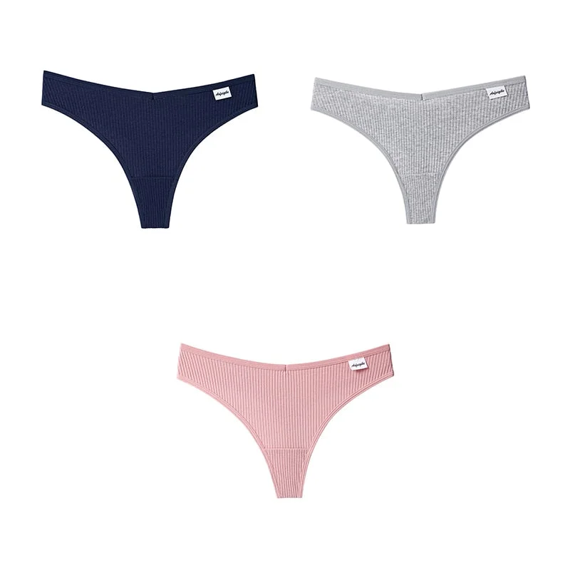 3pcs Women Cotton Panties Sexy Sports Underwear For Woman Lady T-back Female Thongs Cotton Lingerie Woman Intimates New BANNIROU