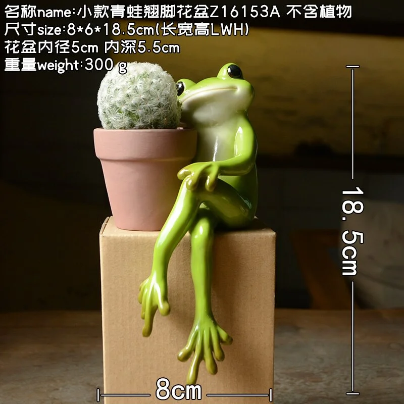Creative Clay Pots with Frog Ornament Succulent Pot Plant Pot Cactus Planter Pots Nursery Pot Garden Pot Home Decoration