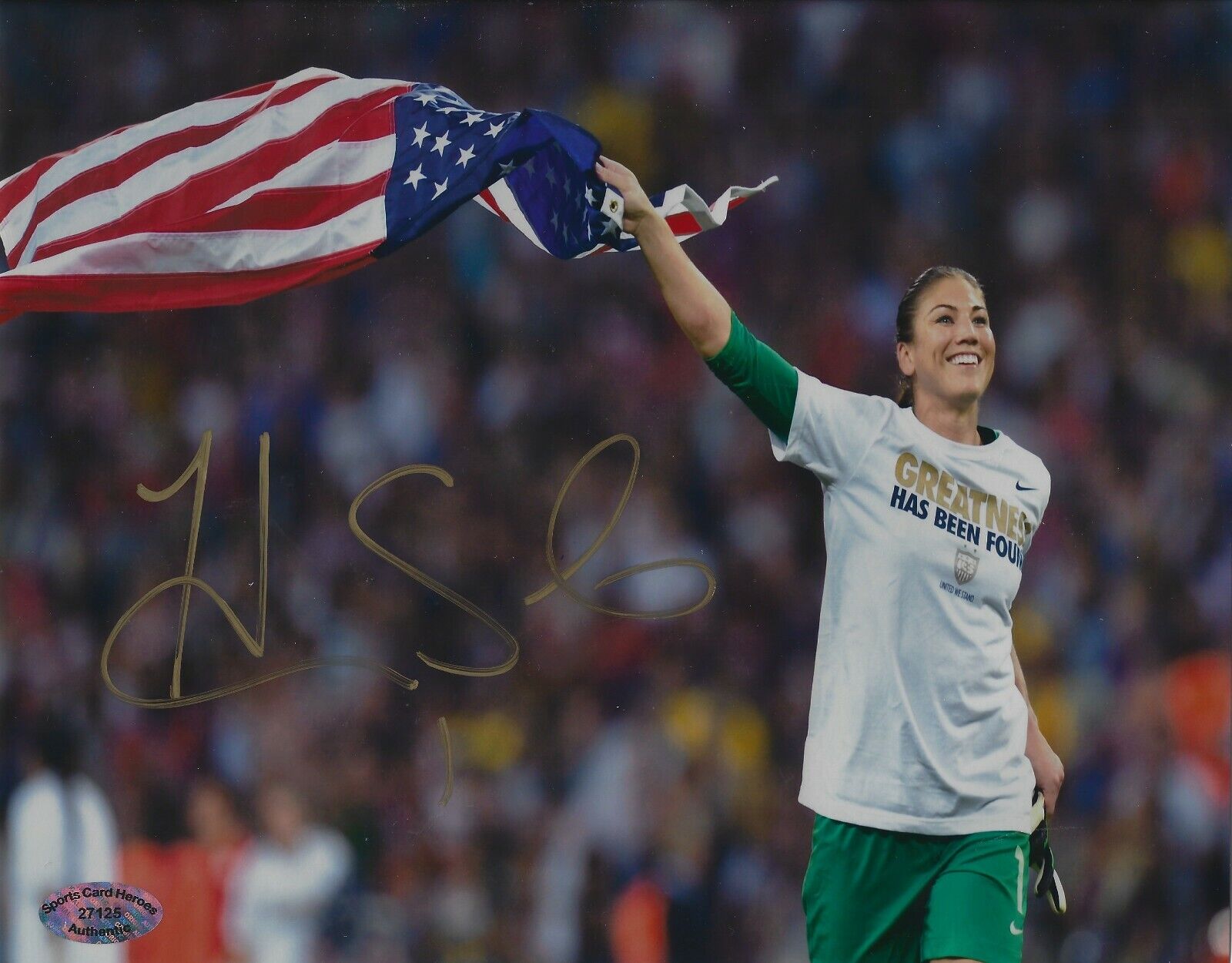 Autographed HOPE SOLO USA Women's Olympic Soccer 8X10 Photo Poster painting with COA