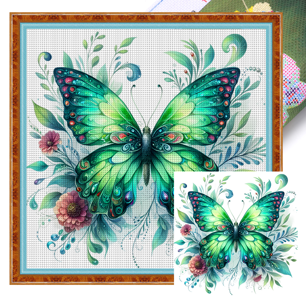 Colorful Butterfly Full 11CT Pre-stamped Canvas(45X45cm) Cross Stitch